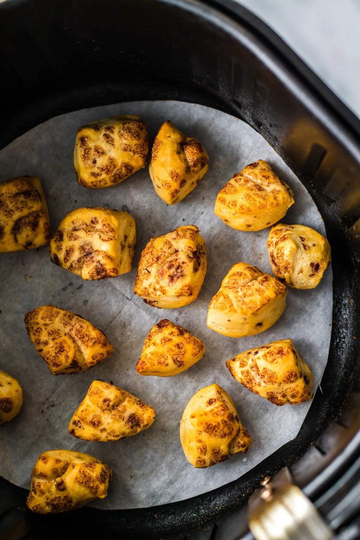 air fried cinnamon roll pieces