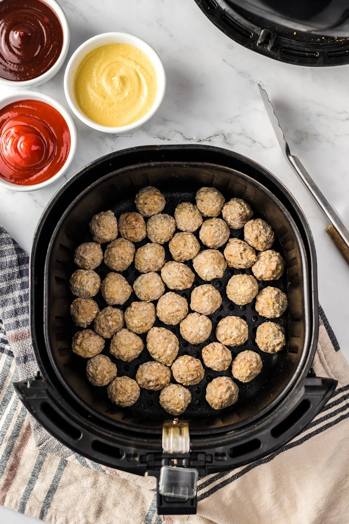 uncooked meatballs in air fryer