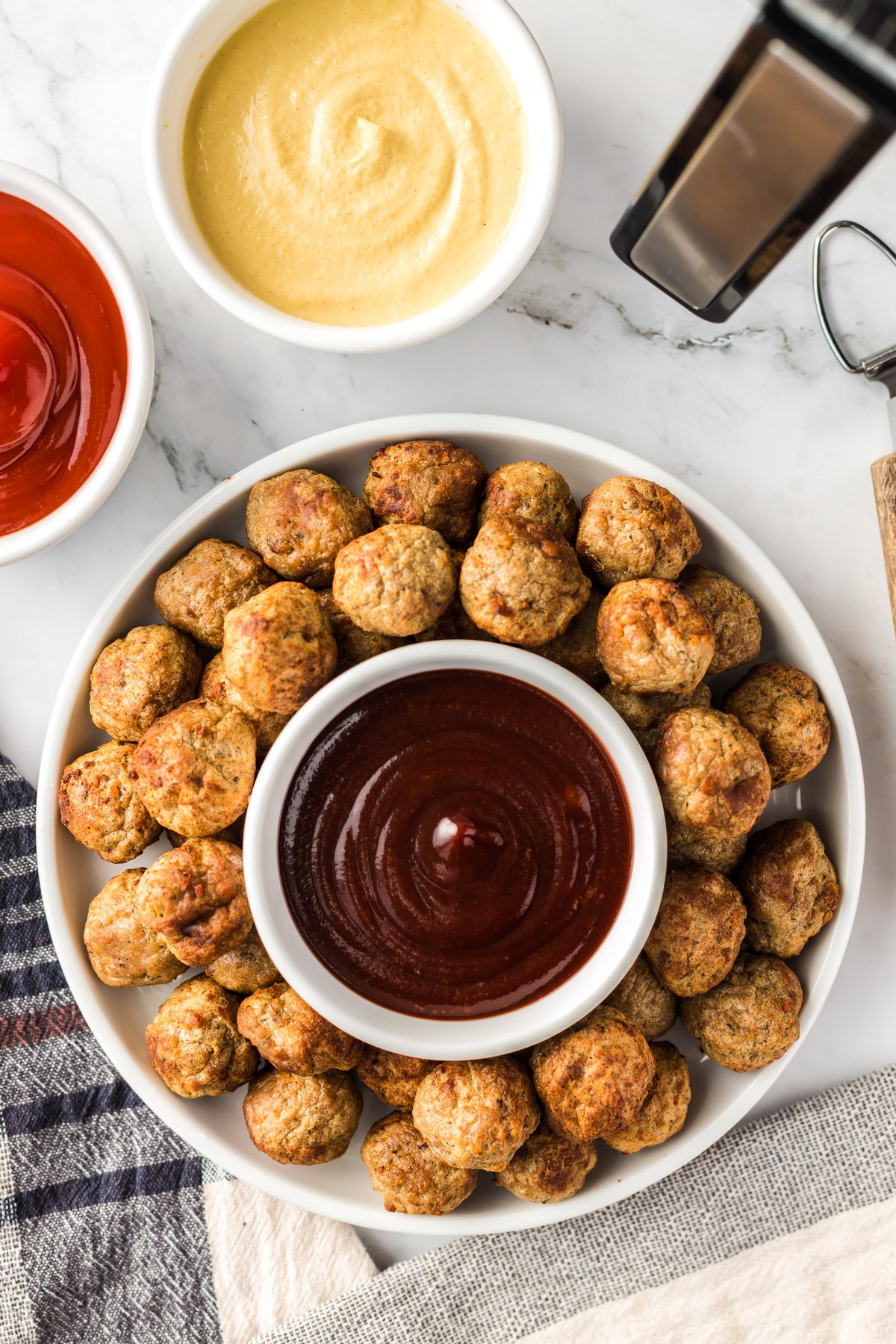 meatballs served with bbq dipping sauce