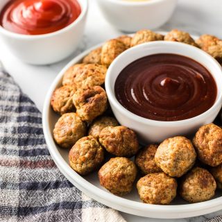 air fried meatballs with bbq dipping sauce