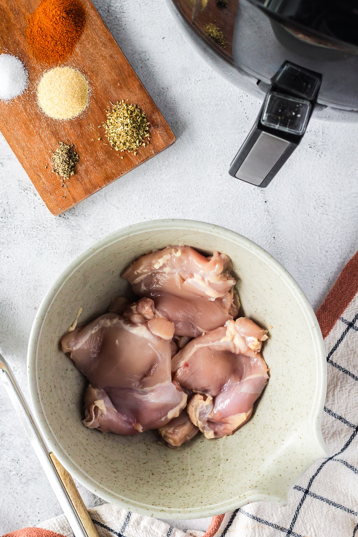 ingredients for crispy air fried chicken thighs