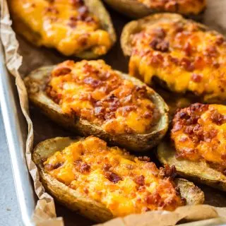cheesy potato skins with bacon and cheese
