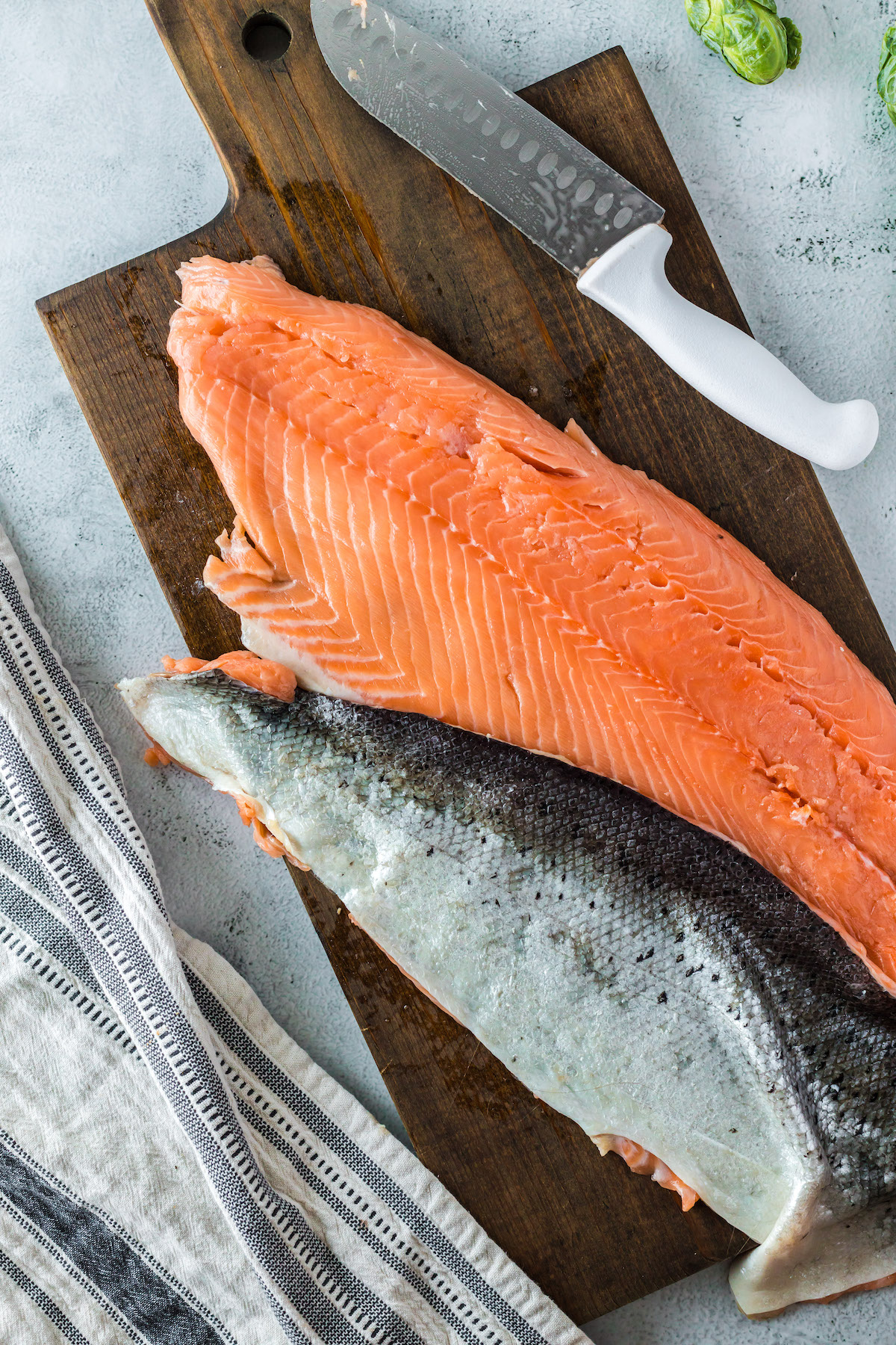 salmon filet with skin removed