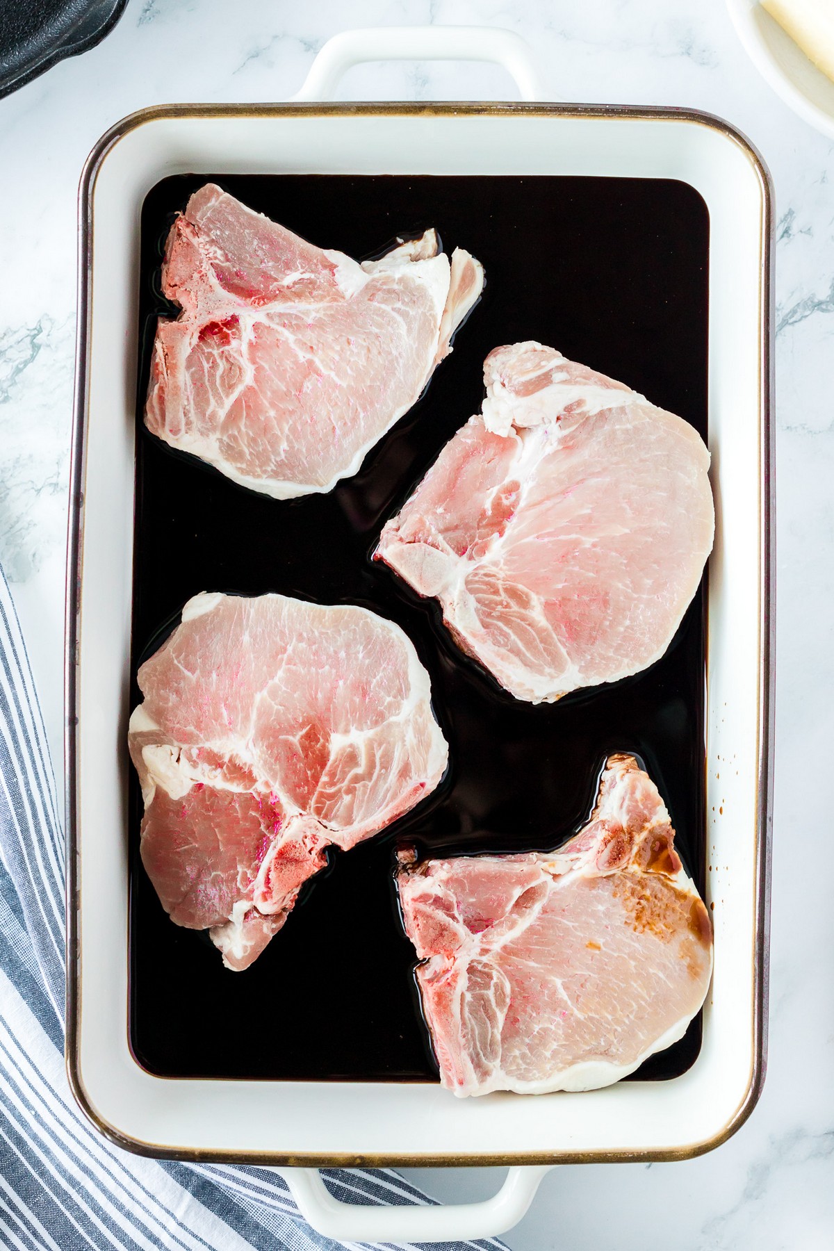 bone-in pork chops in marinade