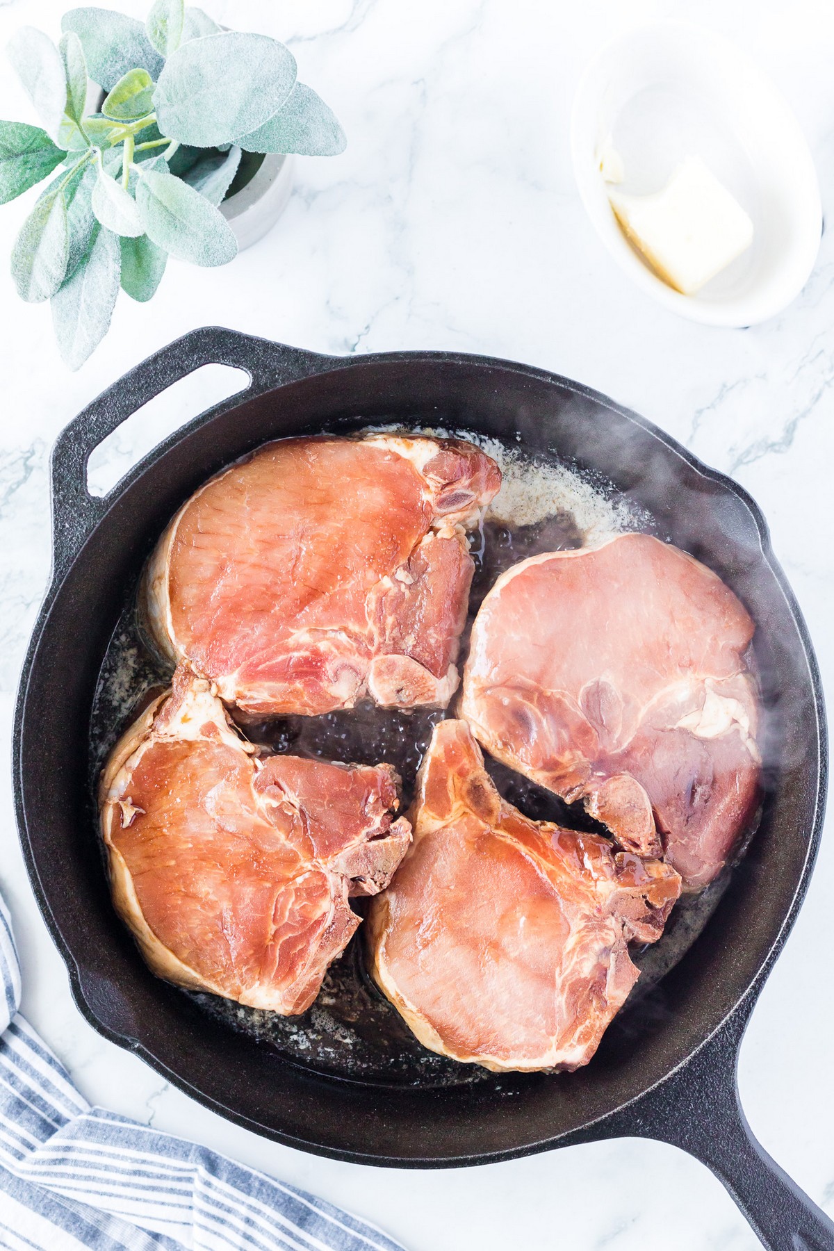 searing bone-in thick pork chops