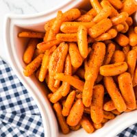 bowl of oven roasted carrots