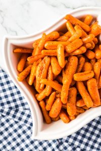 bowl of oven roasted carrots