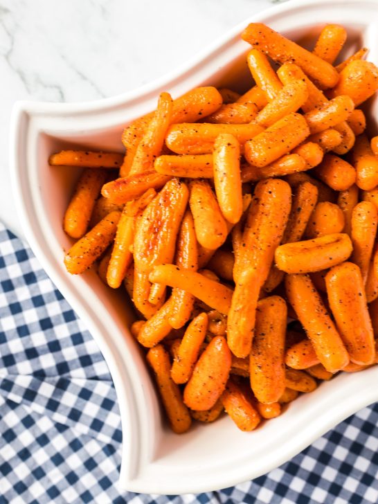 bowl of oven roasted carrots