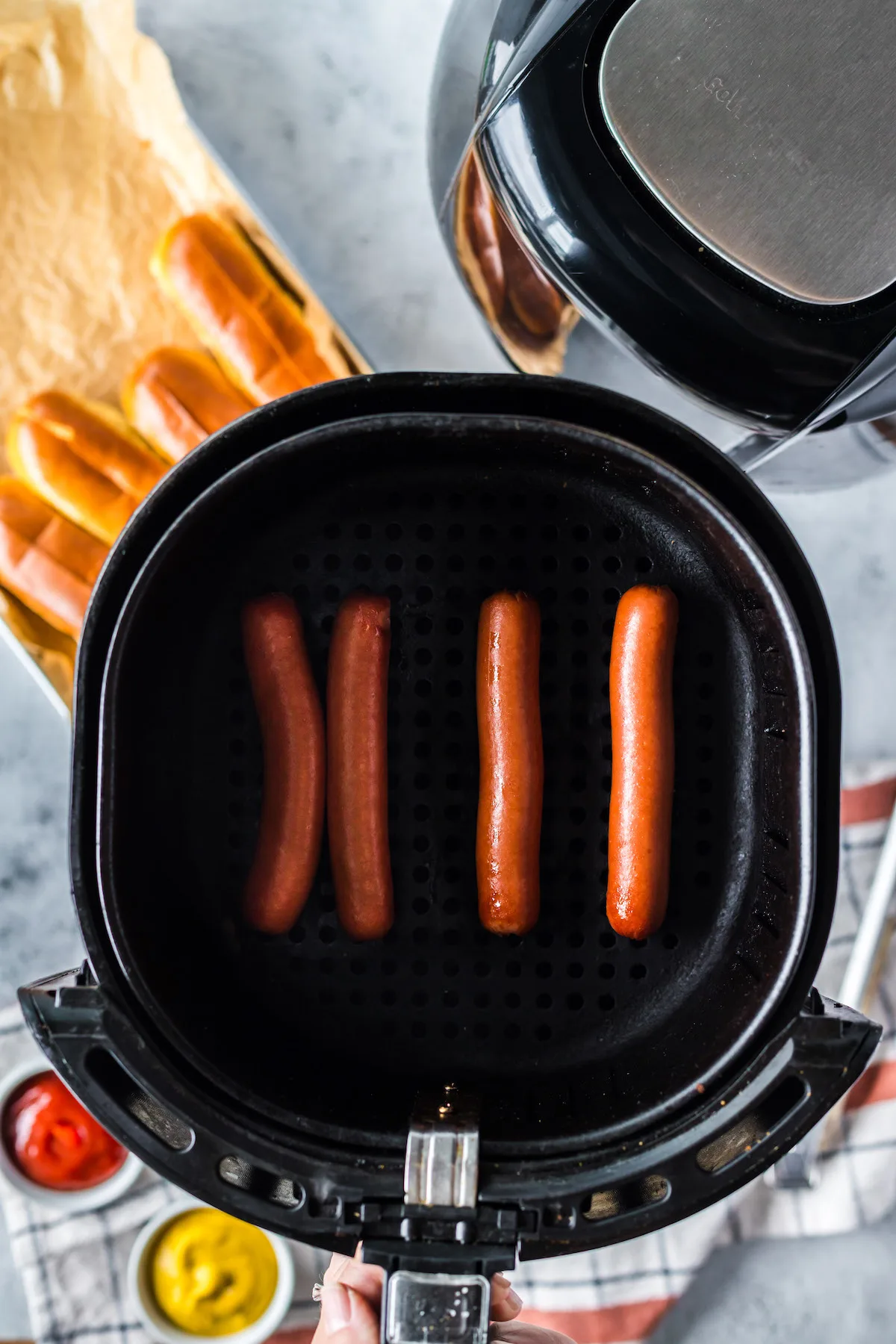 cooked hot dogs in the air fryer