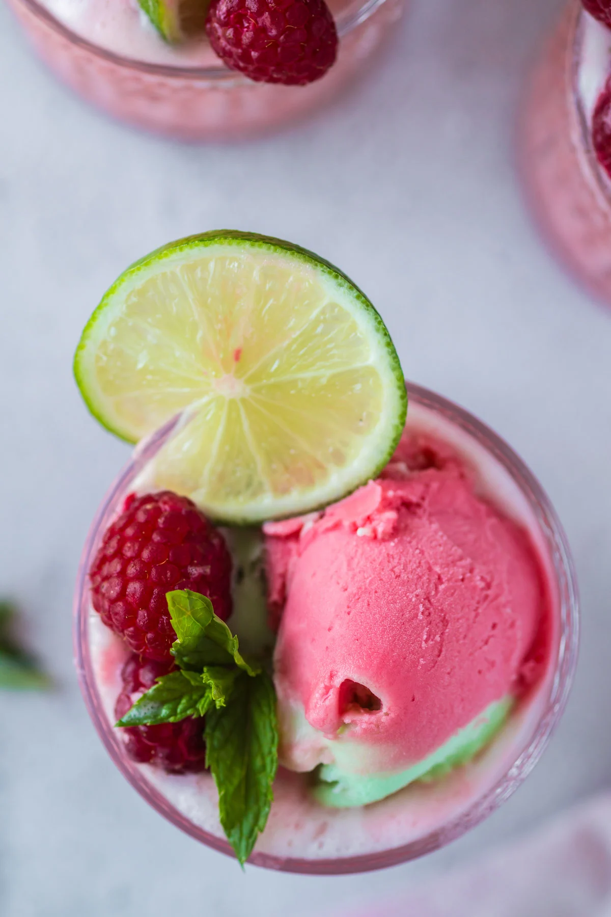 punch glass of raspberry sherbet punch