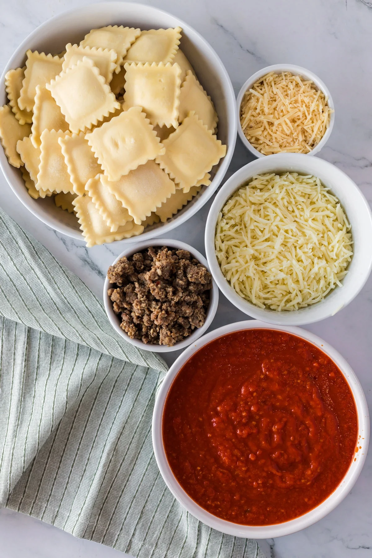 ingredients for baked ravioli casserole lazy lasagna