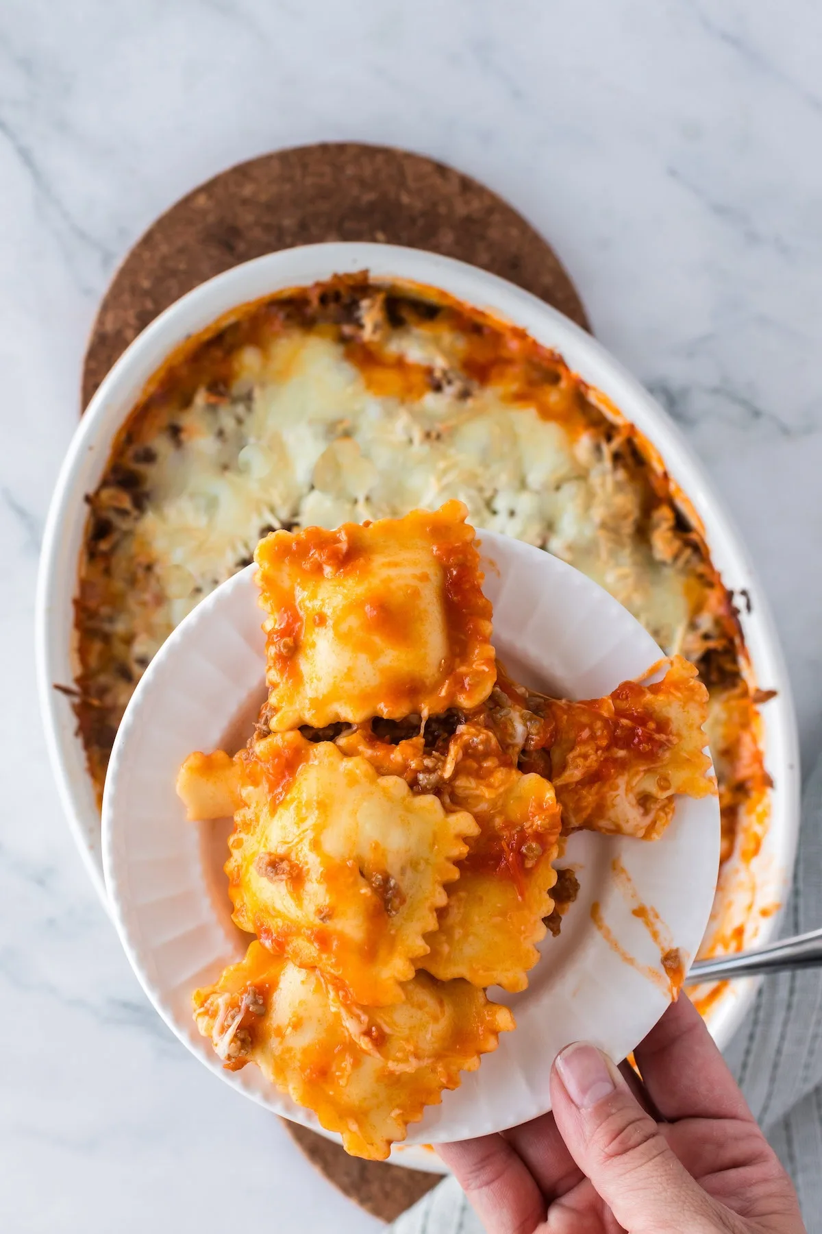 serving ravioli casserole