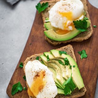 avocado toast with poached egg from air fryer