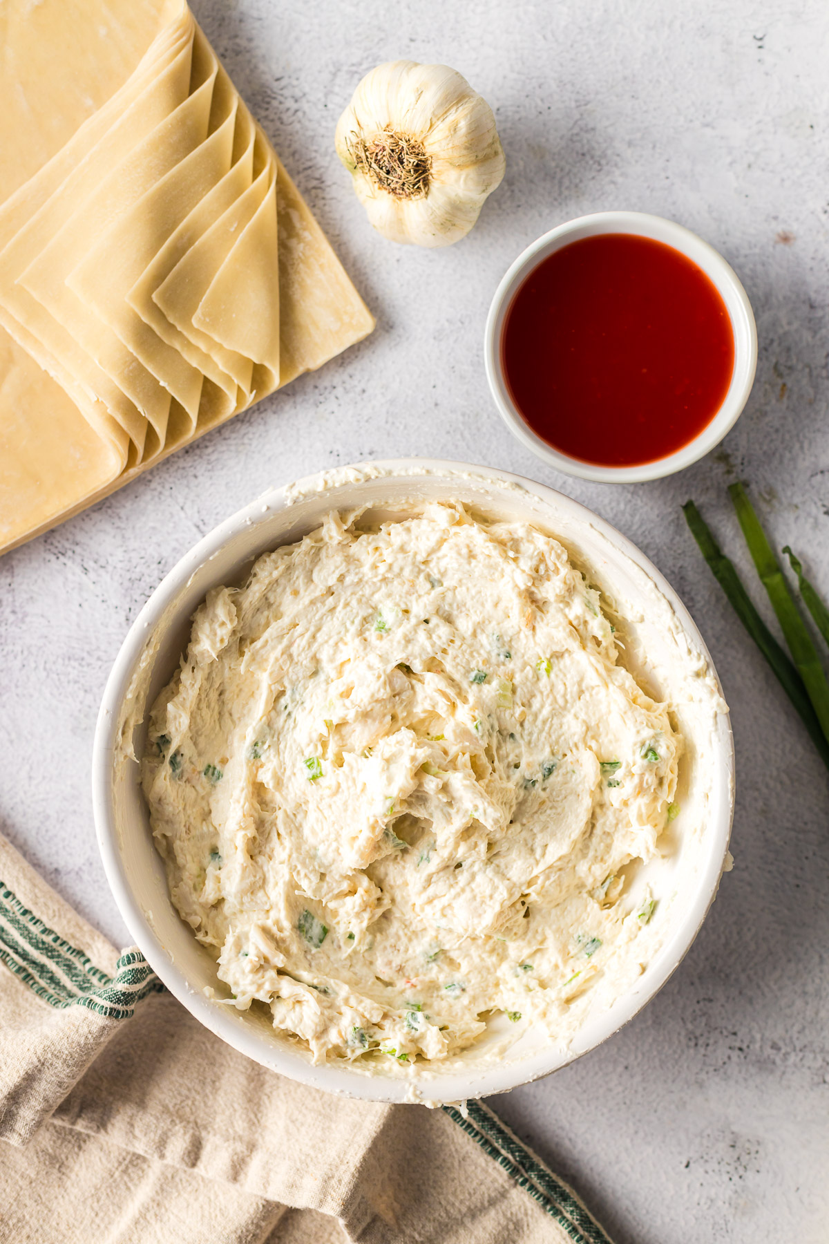 crab rangoon filling in bowl