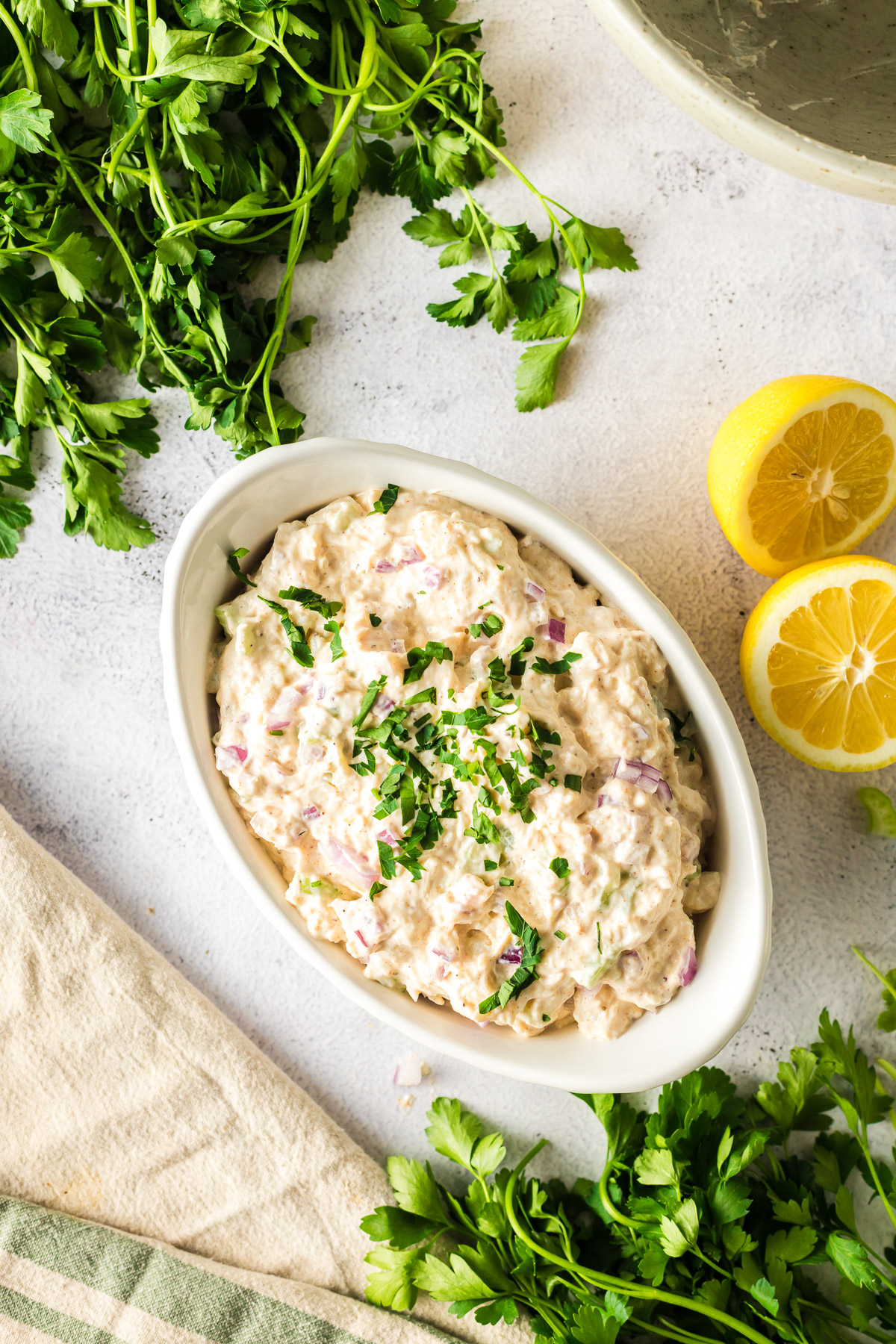 crab salad garnished and ready to serve