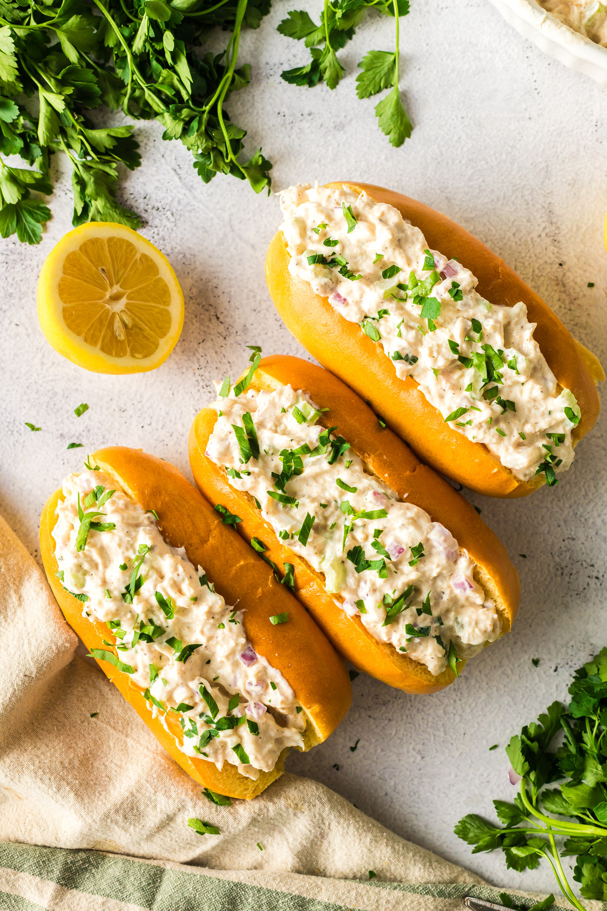 crab salad on hoagie buns