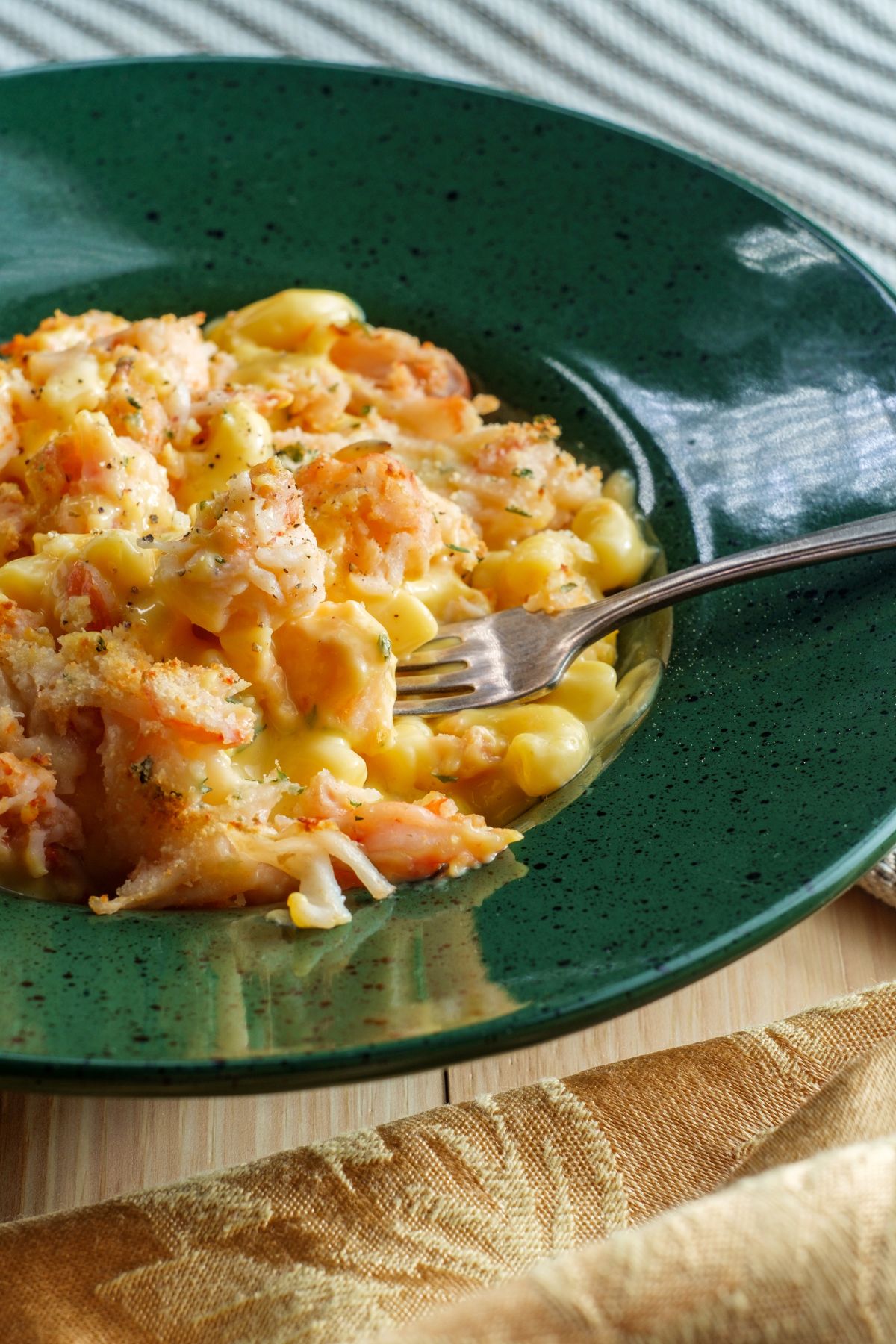 bowl of cajun seafood Mac and cheese