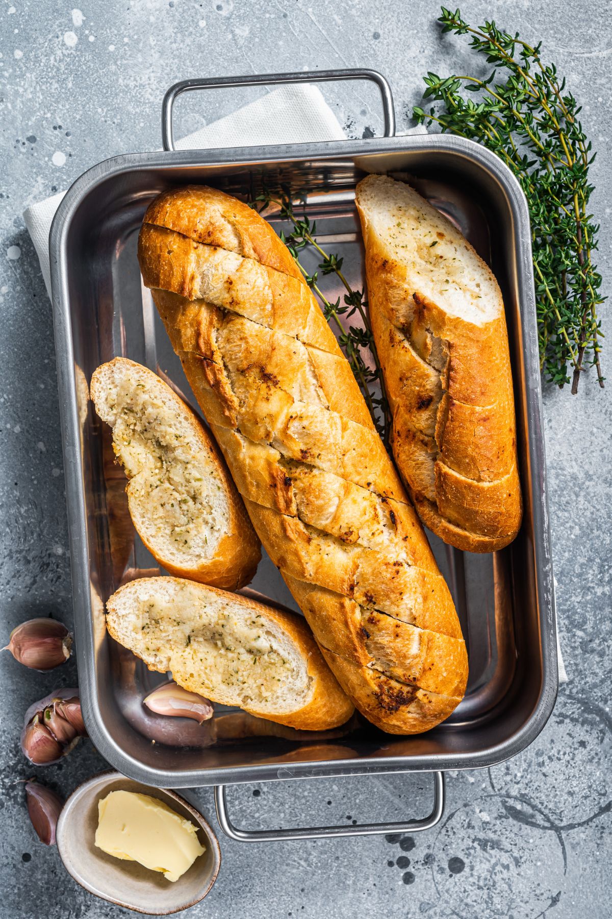 garlic bread French bread loaf in pan