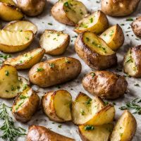 herb roasted potatoes on parchment paper