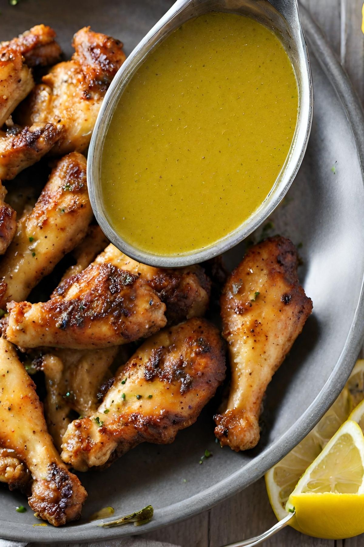 lemon pepper wings with sauce