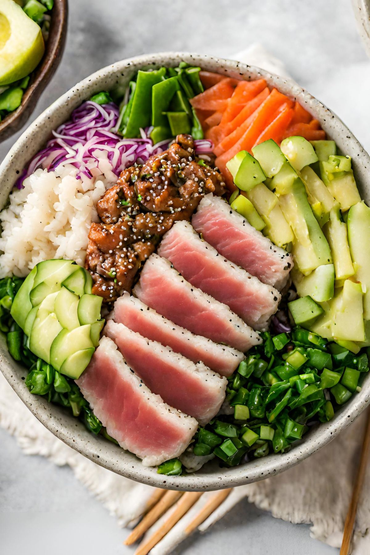 Ahi Tuna steak sushi bowl