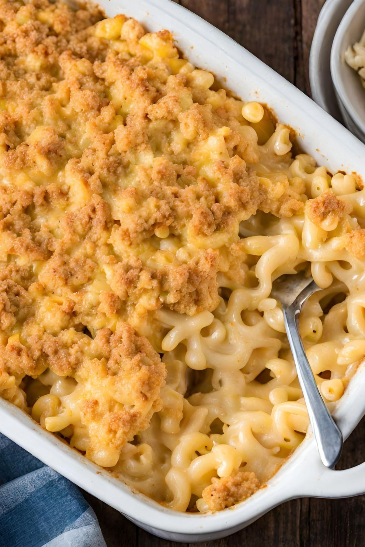 casserole dish of southern Mac and cheese