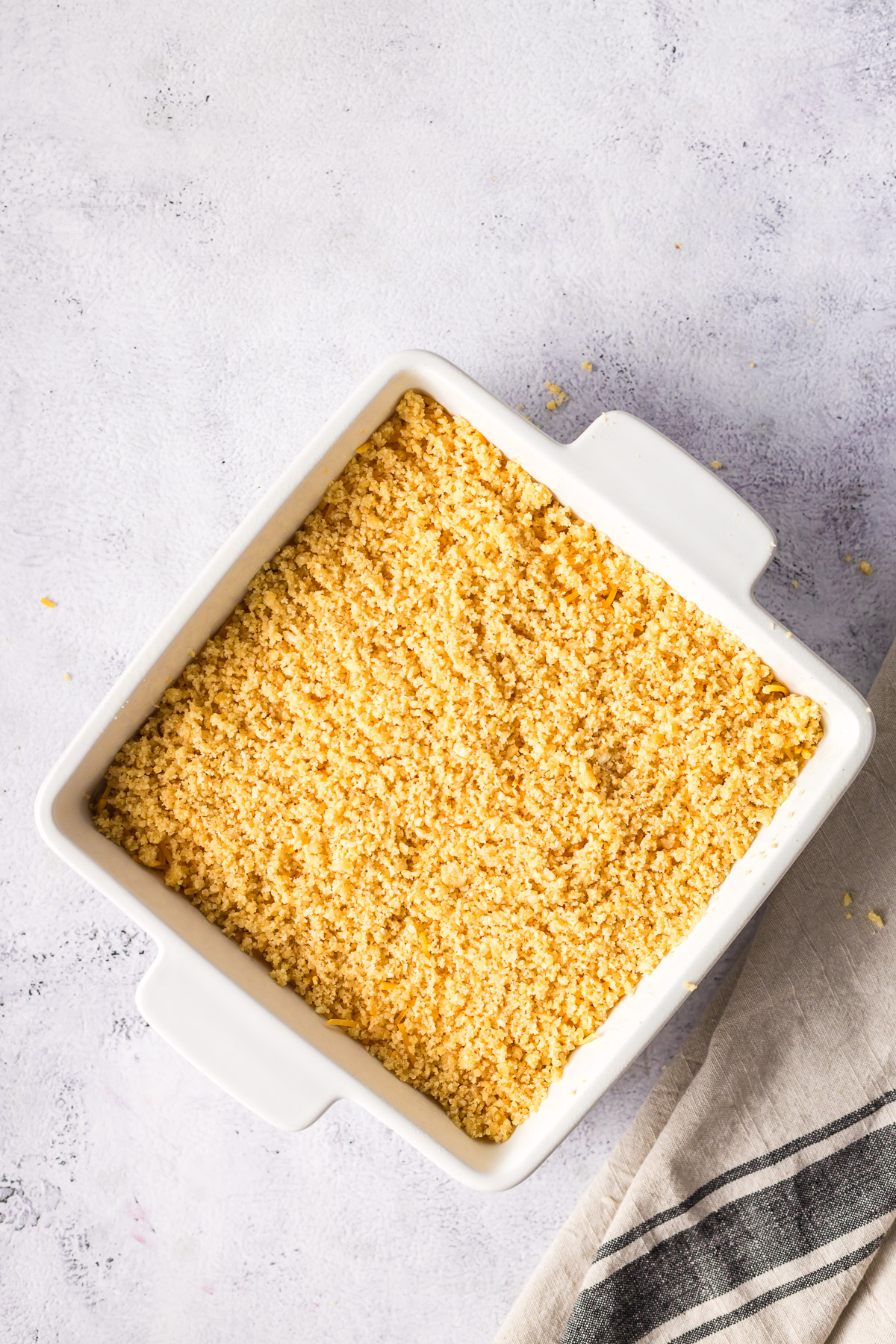 ritz cracker crumbs sprinkled on pineapple casserole