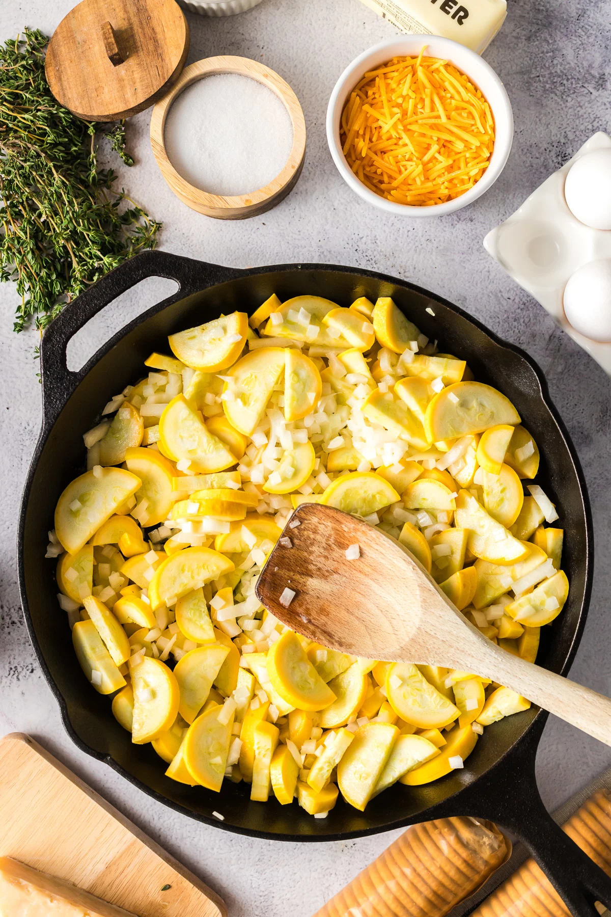 sauteed yellow squash and onion for a southern squash casserole