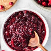 bowl of homemade cranberry sauce