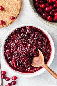 bowl of homemade cranberry sauce