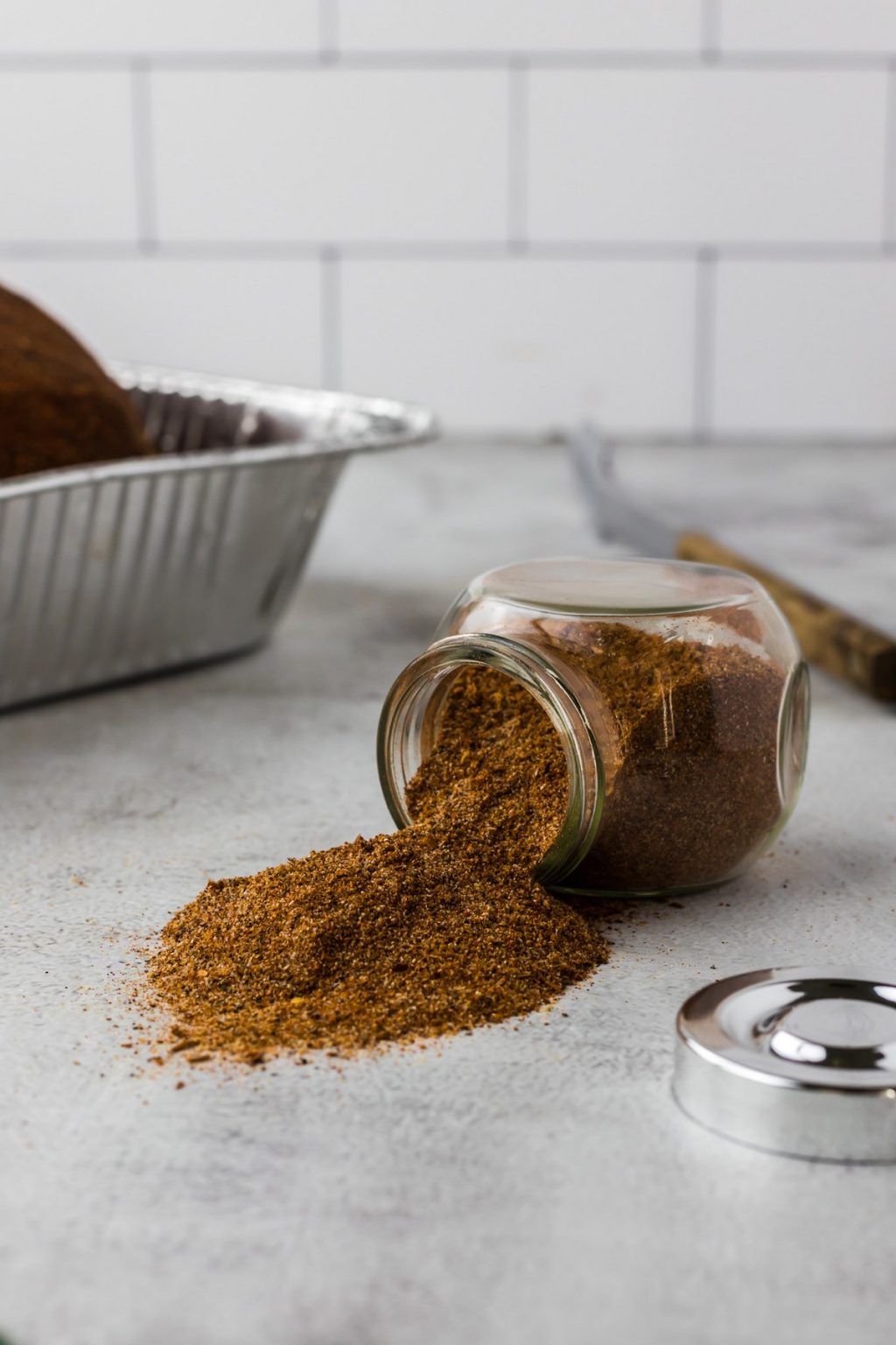 Jar of dry rub ingredients