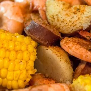 Up close photo of shrimp boil