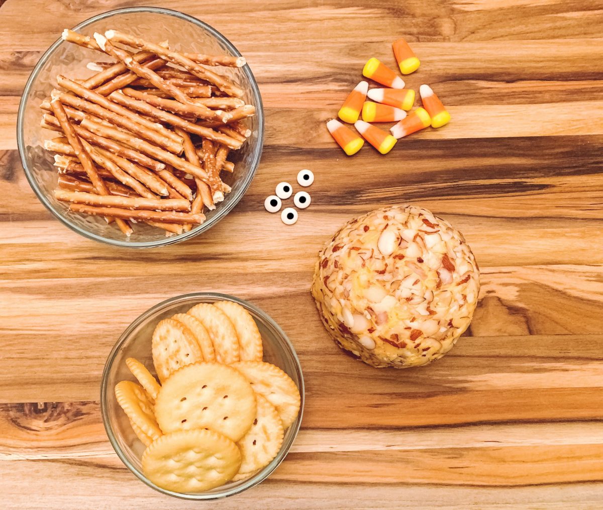 ingredients for turkey shaped cheese ball