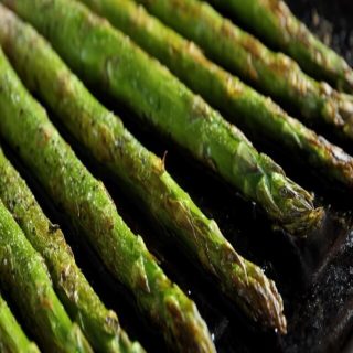 front view of roasted asparagus